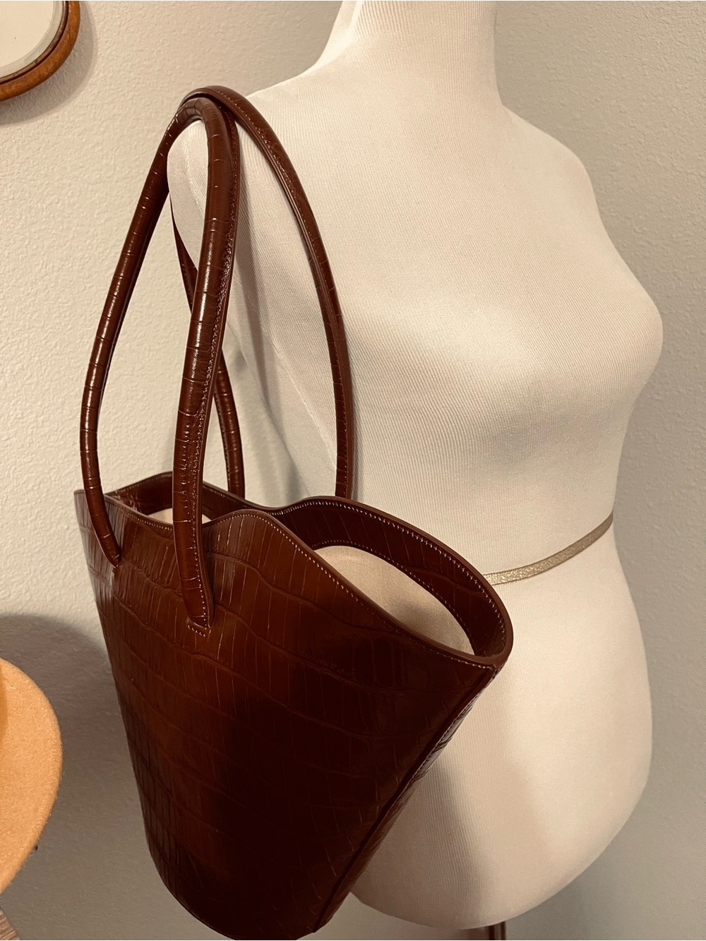 Brown Croc-Embossed Tote Bag - Women's Handbag
